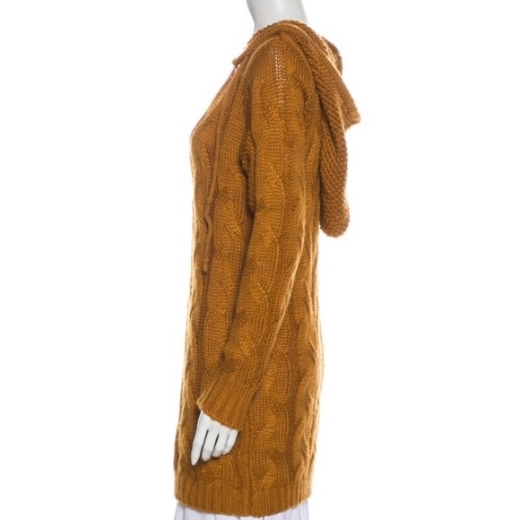 For love and lemons Mustard Brown Sweater Hooded Dress Small - Picture 2 of 4